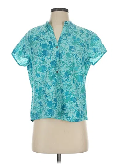 Pre-owned Jjill Short Sleeve Blouse In Teal