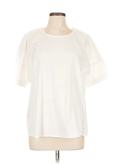 Pre-owned Jjill Short Sleeve Blouse In White