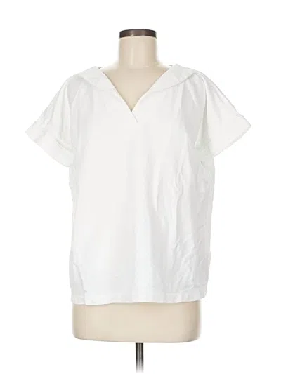 Pre-owned Jjill Short Sleeve Blouse In White