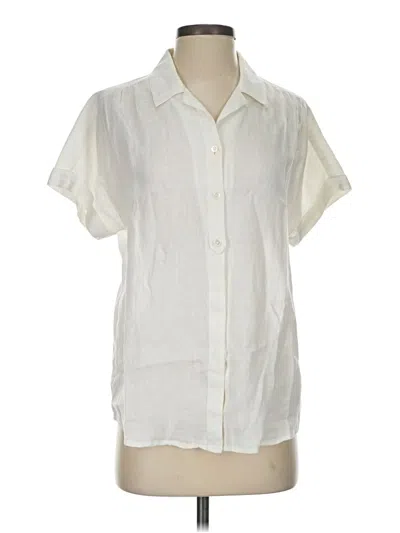 Pre-owned Jjill Short Sleeve Blouse In White