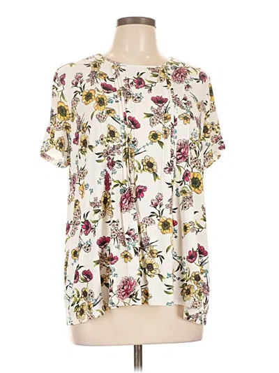 Pre-owned Jjill Short Sleeve Blouse In White