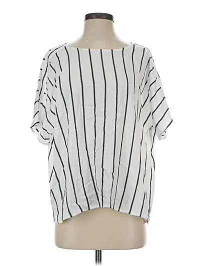 Pre-owned Jjill Short Sleeve Blouse In White