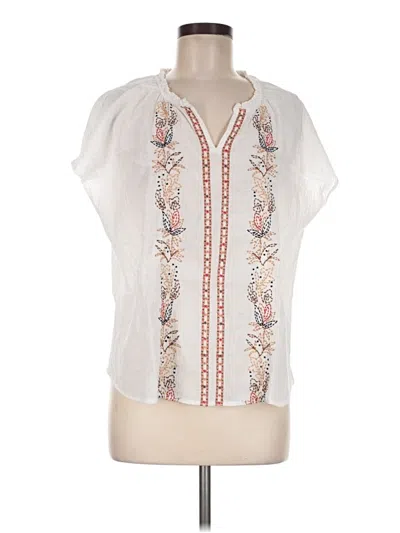 Pre-owned Jjill Short Sleeve Blouse In White