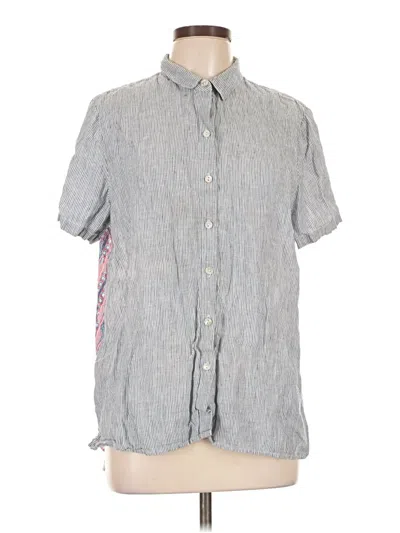 Pre-owned Jjill Short Sleeve Button Down Shirt In Gray