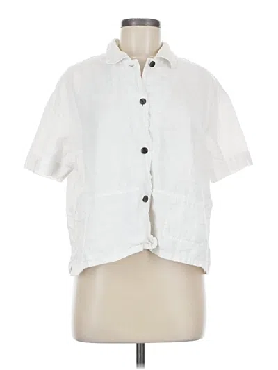 Pre-owned Jjill Short Sleeve Button Down Shirt In White