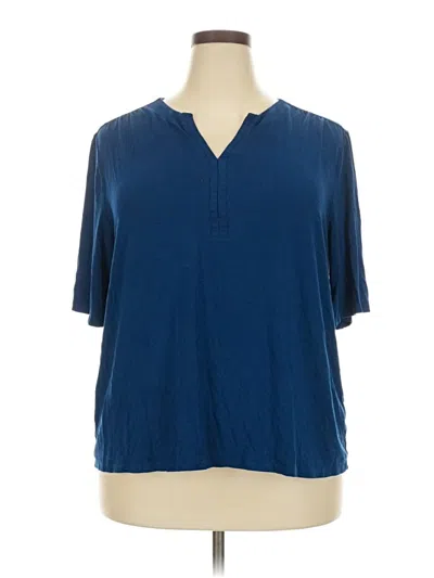 Pre-owned Jjill Short Sleeve Henley Shirt In Blue
