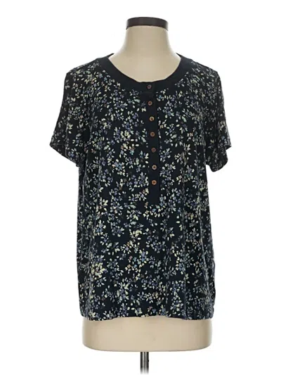 Pre-owned Jjill Short Sleeve Henley Shirt In Blue