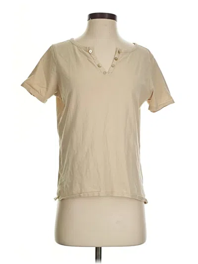 Pre-owned Jjill Short Sleeve Henley Shirt In Brown