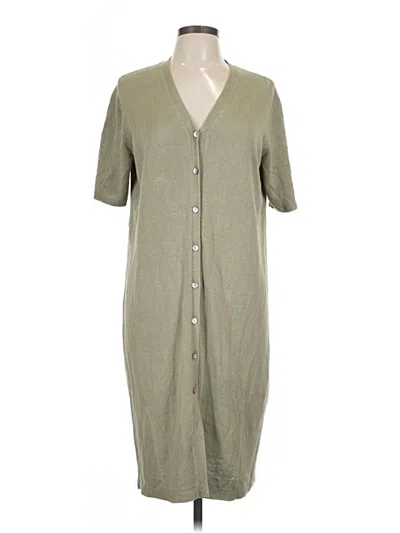 Pre-owned Jjill Short Sleeve Henley Shirt In Green