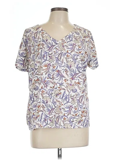 Pre-owned Jjill Short Sleeve Henley Shirt In Ivory