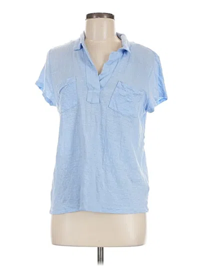 Pre-owned Jjill Short Sleeve Polo Shirt In Blue