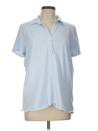 Pre-owned Jjill Short Sleeve Polo Shirt In Blue