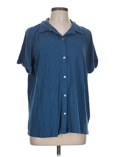 Pre-owned Jjill Short Sleeve Polo Shirt In Blue