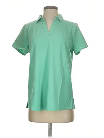 Pre-owned Jjill Short Sleeve Polo Shirt In Green