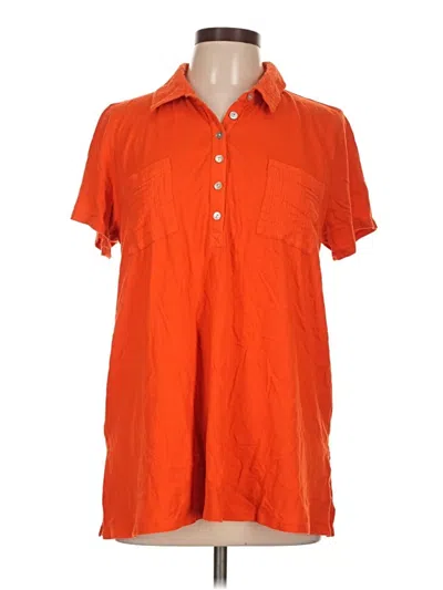 Pre-owned Jjill Short Sleeve Polo Shirt In Orange