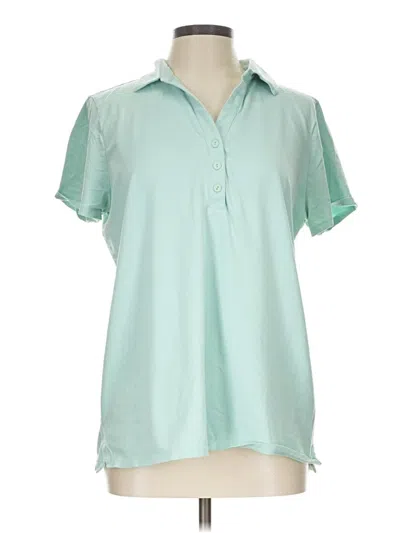 Pre-owned Jjill Short Sleeve Polo Shirt In Teal