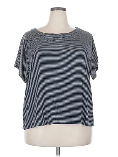 Pre-owned Jjill Short Sleeve Top Gray Stripes Pattern Scoop Neck Tops