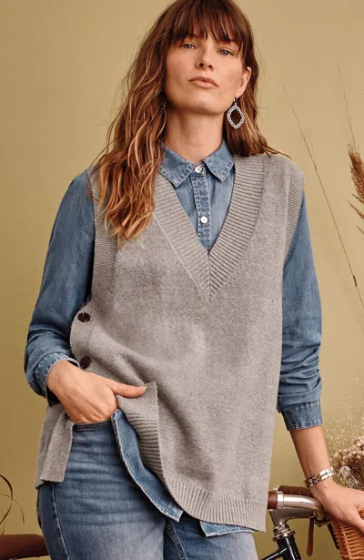 Jjill J.jill Side-button Vest In Dark Grey Heather