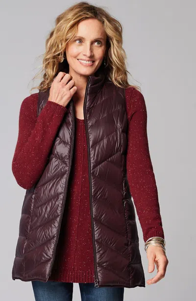 Jjill J.jill Side-zip Down Puffer Vest In Spiced Wine