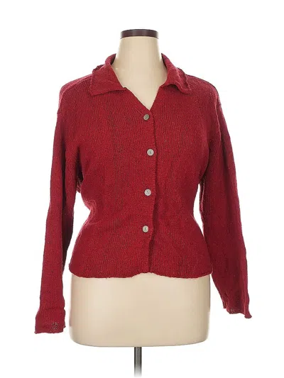 Pre-owned Jjill Silk Cardigan Sweater In Red