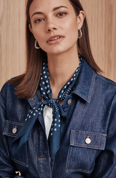 Jjill Silk Square Scarf In Classic Navy/cream