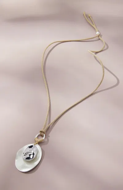 Jjill J.jill Silvertone Mixed-finish Pendant Necklace In Silvertone Multi