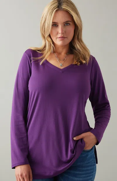 Jjill J.jill Simply Supima® Side-slit Tunic In Blackberry