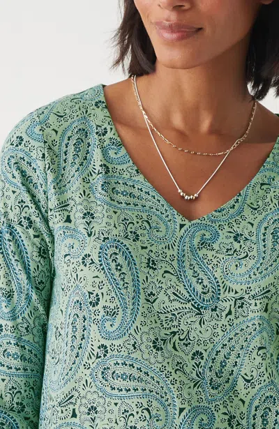 Jjill J.jill Simply Supima® Side-slit Tunic In White Jade Ornate Paisley