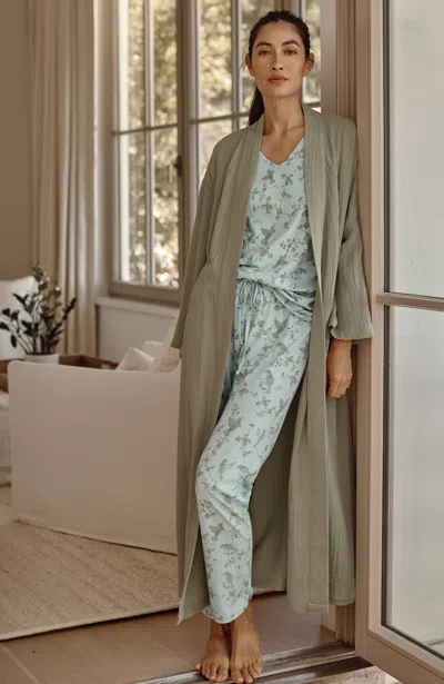 Jjill J.jill Sleep Cotton-gauze Robe In Thyme