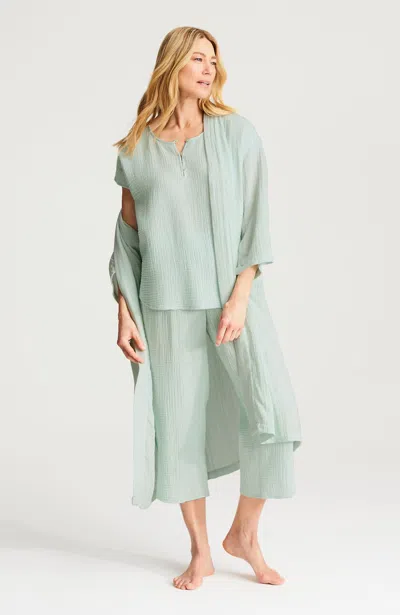 Jjill J.jill Sleep Cotton-gauze Wide-leg Crops In Green