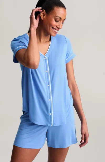 Jjill Sleep Tranquil Knit Button-front Shirt In Blue