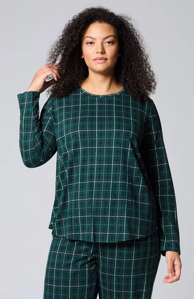 Jjill J.jill Sleep Ultrasoft Long-sleeve Top In Emerald Festive Gingham