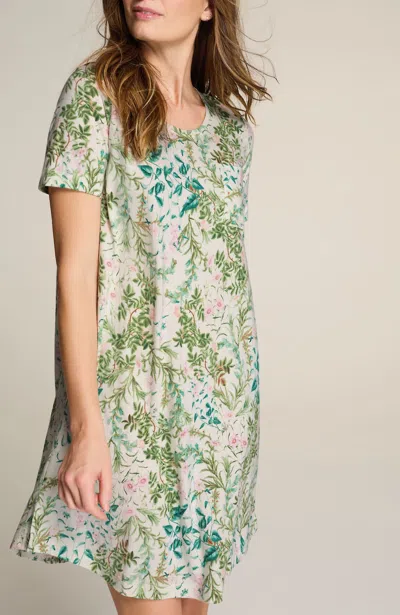 Jjill J.jill Sleep Ultrasoft Patch-pocket Gown In Porcelain Dense Botanical