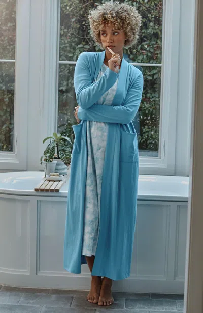 Jjill J.jill Sleep Ultrasoft Patch-pocket Robe In Sky Blue