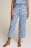 Jjill J.jill Sleep Ultrasoft Piped Crops In Blue Bold Ikat