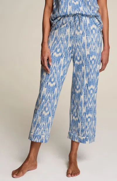 Jjill J.jill Sleep Ultrasoft Piped Crops In Blue Bold Ikat