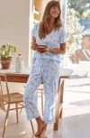 Jjill J.jill Sleep Ultrasoft Piped Crops In Sky Blue Dreamy Clouds