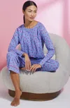 Jjill J.jill Sleep Ultrasoft Raglan-sleeve Top In Light Blue Enchanting Hearts