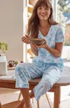 Jjill J.jill Sleep Ultrasoft V-neck Tee In Sky Blue Dreamy Clouds