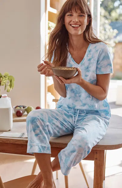 Jjill J.jill Sleep Ultrasoft V-neck Tee In Sky Blue Dreamy Clouds