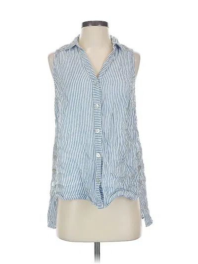 Pre-owned Jjill Sleeveless Button Down Shirt In Blue