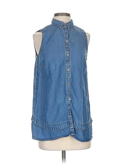 Pre-owned Jjill Sleeveless Button Down Shirt In Blue