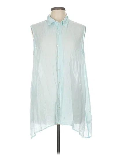 Pre-owned Jjill Sleeveless Button Down Shirt In Blue