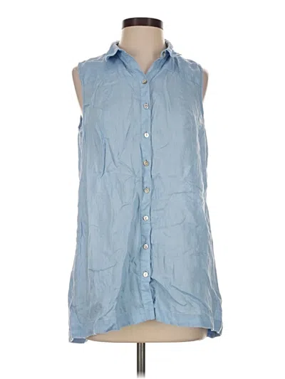 Pre-owned Jjill Sleeveless Button Down Shirt In Blue