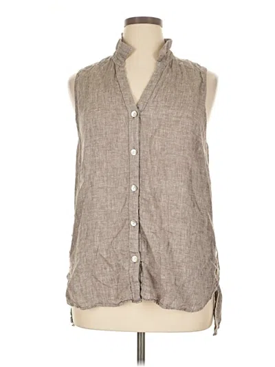 Pre-owned Jjill Sleeveless Button Down Shirt In Gray