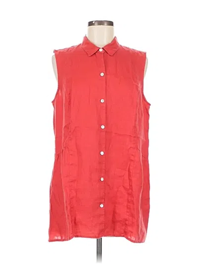 Pre-owned Jjill Sleeveless Button Down Shirt In Red