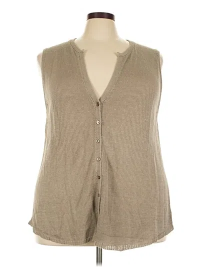Pre-owned Jjill Sleeveless Button Down Shirt In Tan