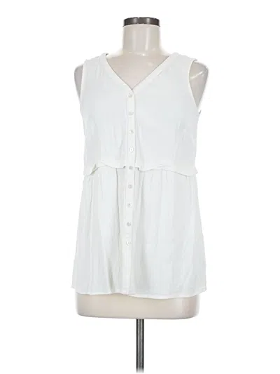 Pre-owned Jjill Sleeveless Button Down Shirt In White