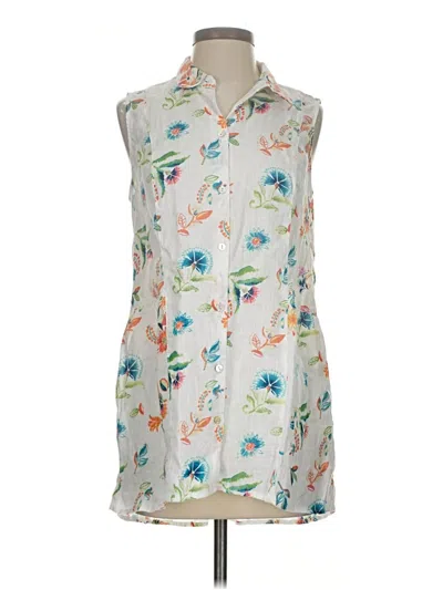Pre-owned Jjill Sleeveless Button Down Shirt In White