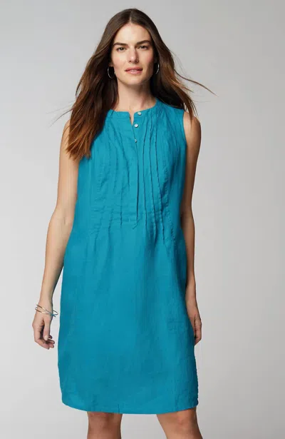 Jjill J.jill Sleeveless Linen Pintucked Dress In Mediterranean